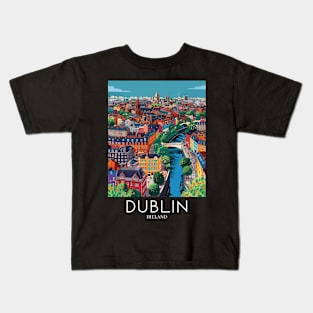 A Pop Art Travel Print of Dublin - Ireland Kids T-Shirt